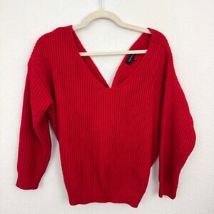 Revolve Majorelle Womens Cross Twist Back Sweater Size S Knit Open Back Red